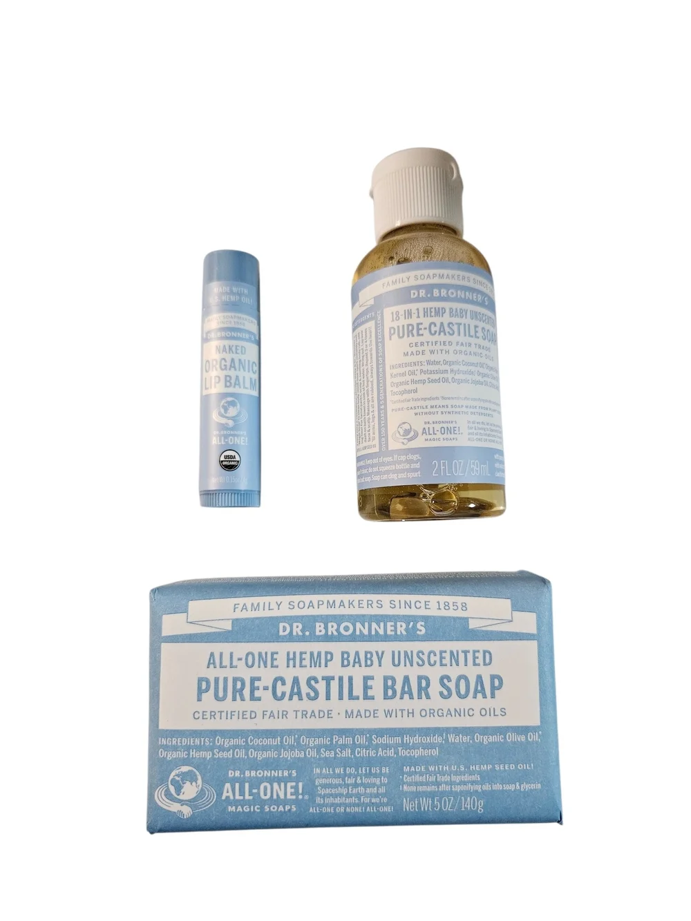 Dr. Bronner’s JOY! Unscented Essentials Gift Set • New Sealed